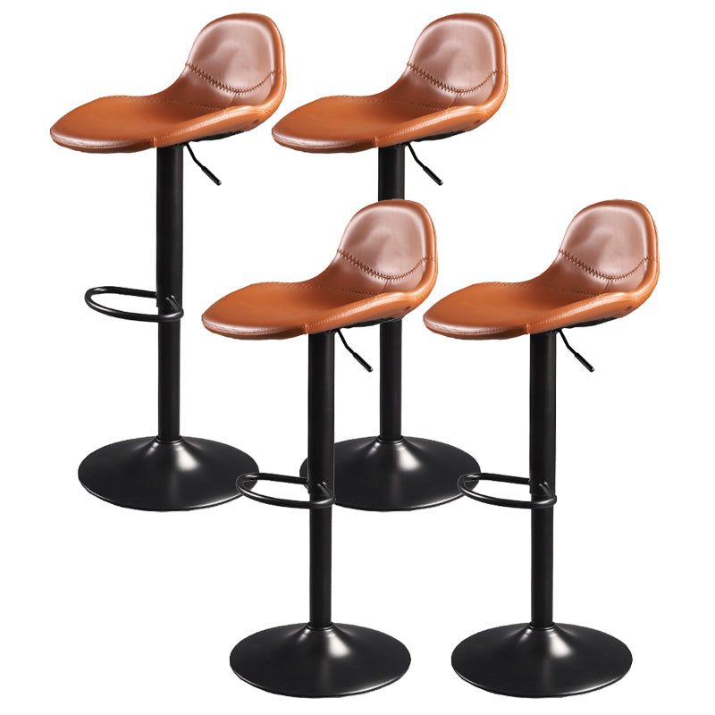 Contemporary Adjustable Height Barstool Faux Leather Swivel Bar Stools