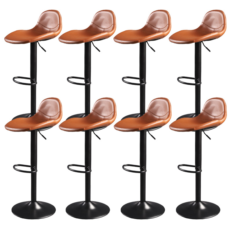 Contemporary Adjustable Height Barstool Faux Leather Swivel Bar Stools