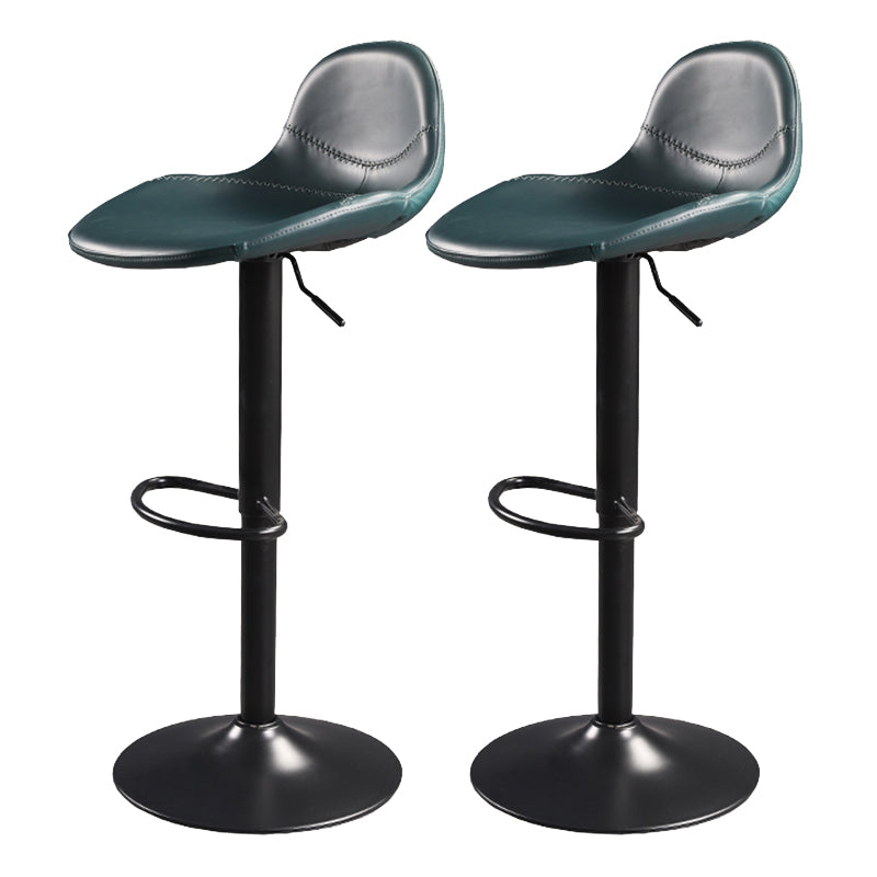Contemporary Adjustable Height Barstool Faux Leather Swivel Bar Stools
