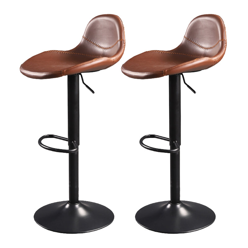 Contemporary Adjustable Height Barstool Faux Leather Swivel Bar Stools