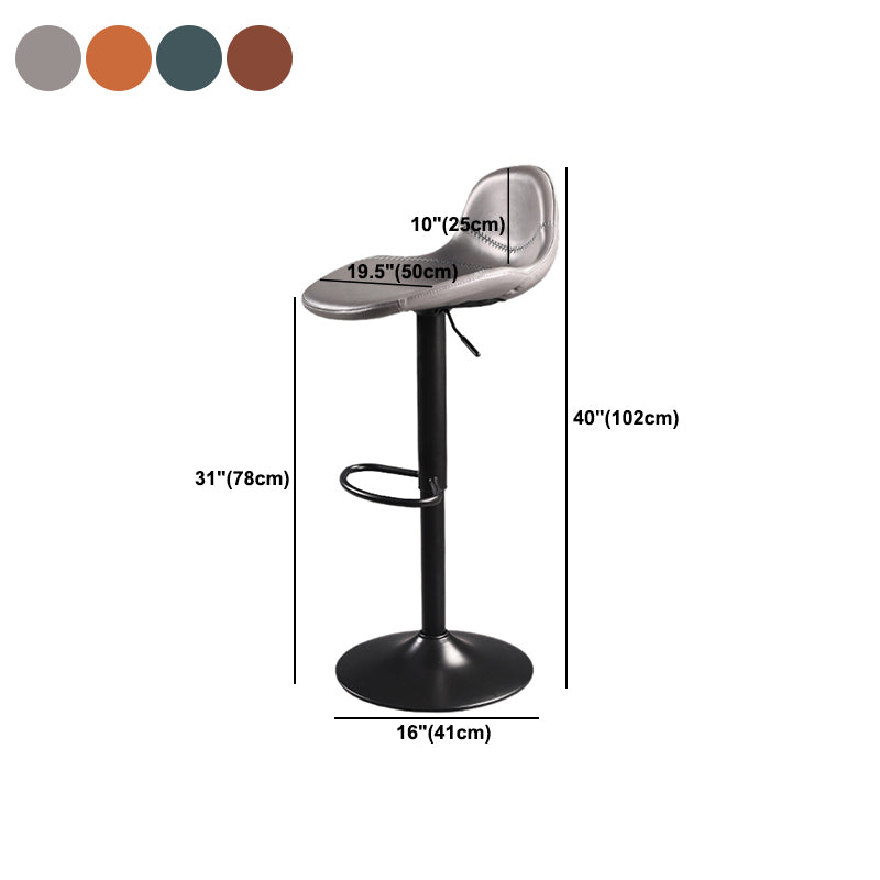Contemporary Adjustable Height Barstool Faux Leather Swivel Bar Stools