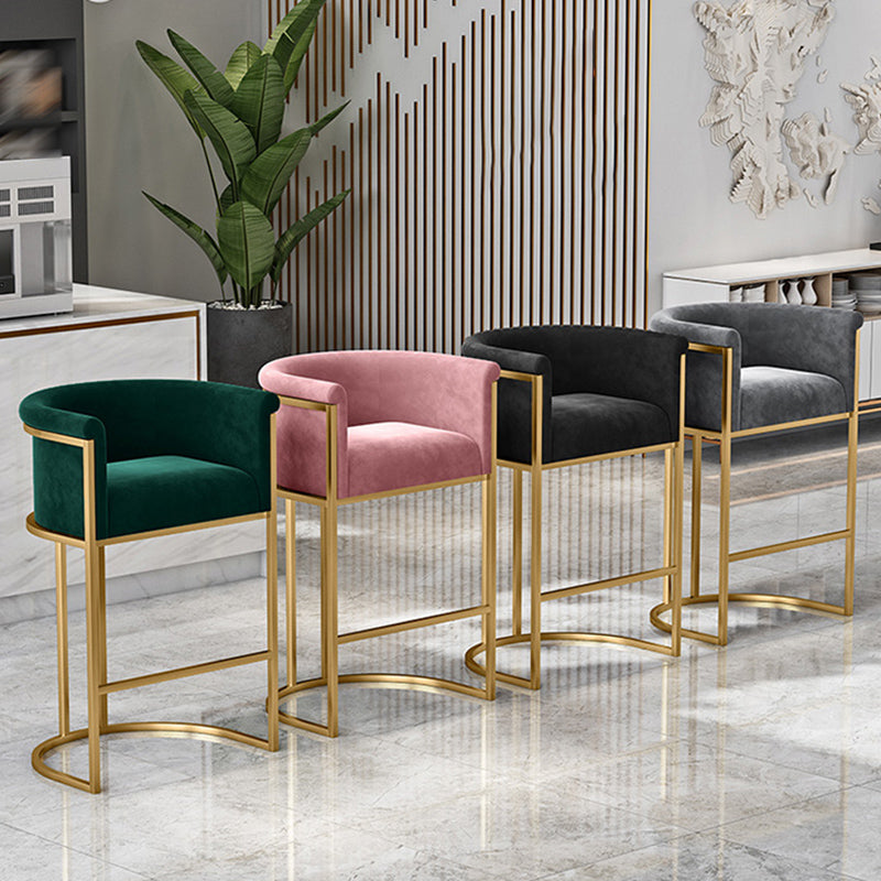 Glam Fabric Upholstered Counter Stool Bucket Seat Low Back Counter Chair