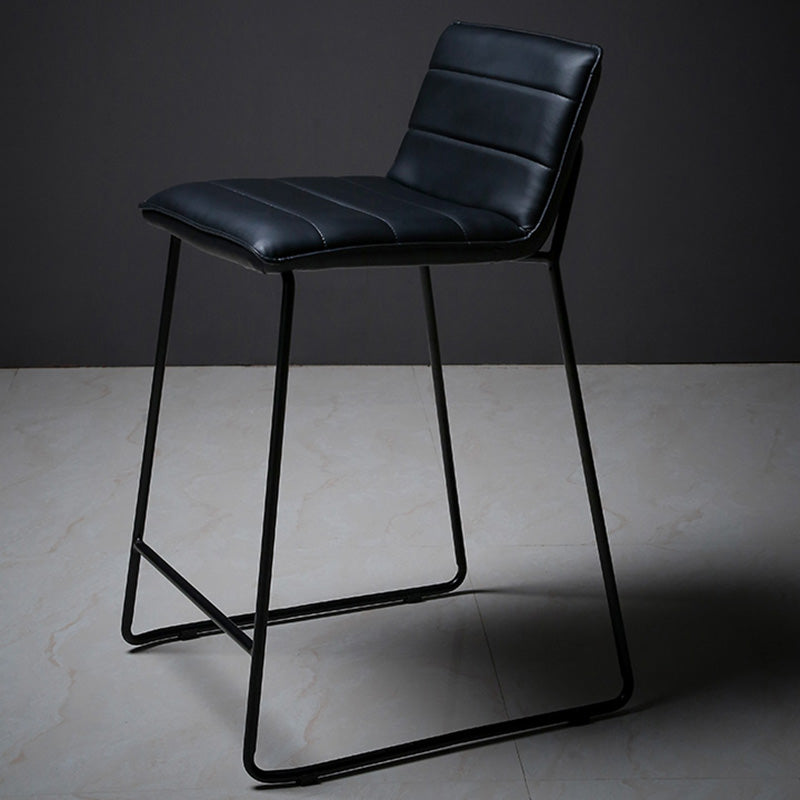 Scandinavian Black Iron Base Barstool Fabric and Faux Leather Bar Stools
