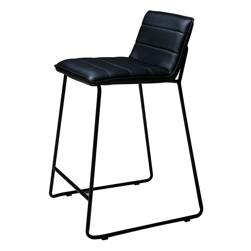Scandinavian Black Iron Base Barstool Fabric and Faux Leather Bar Stools