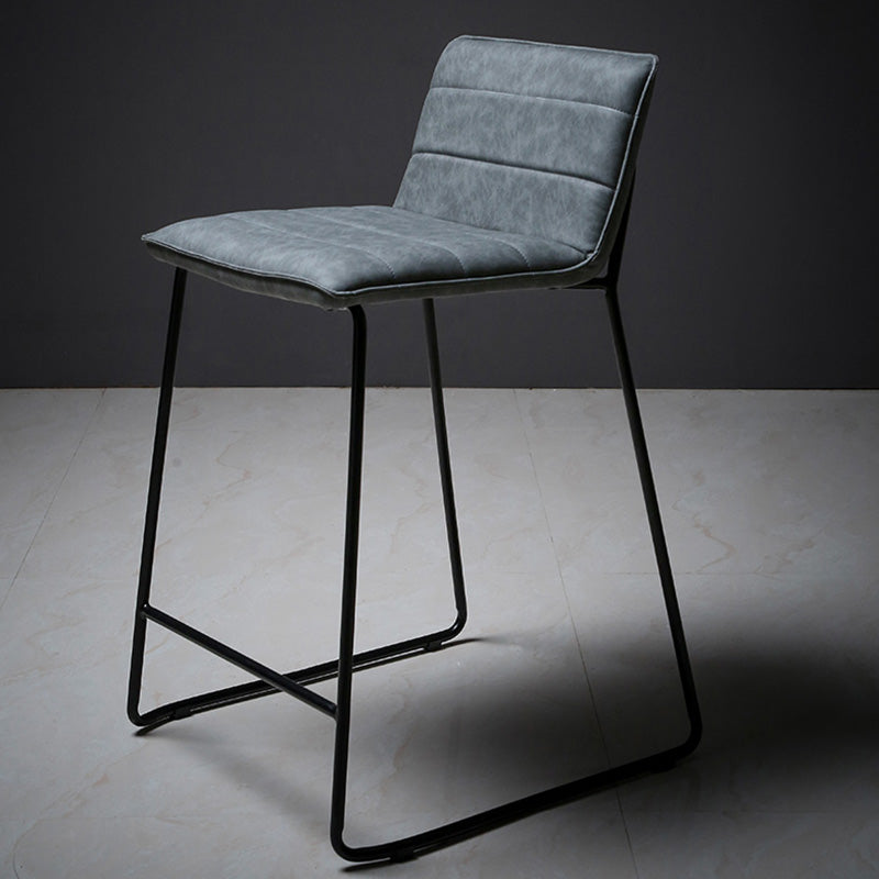 Scandinavian Black Iron Base Barstool Fabric and Faux Leather Bar Stools