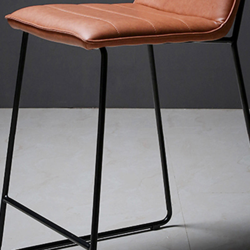 Scandinavian Black Iron Base Barstool Fabric and Faux Leather Bar Stools