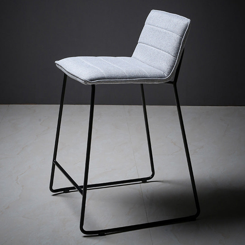 Scandinavian Black Iron Base Barstool Fabric and Faux Leather Bar Stools