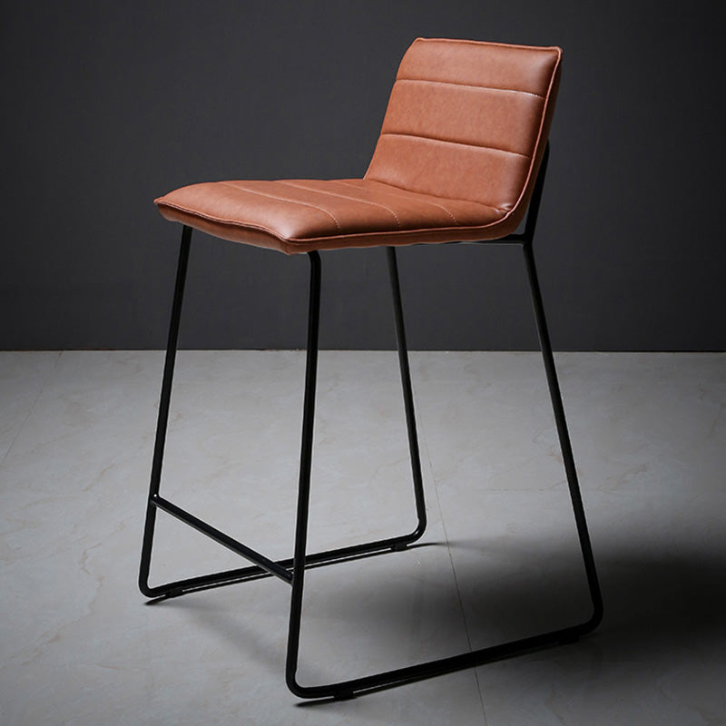 Scandinavian Black Iron Base Barstool Fabric and Faux Leather Bar Stools