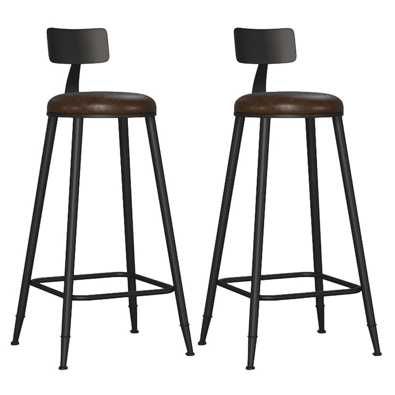 Industrial Metal Bar-stool with Black Base Round Low Back Counter-height Stool for Shop