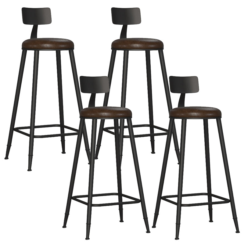 Industrial Metal Bar-stool with Black Base Round Low Back Counter-height Stool for Shop