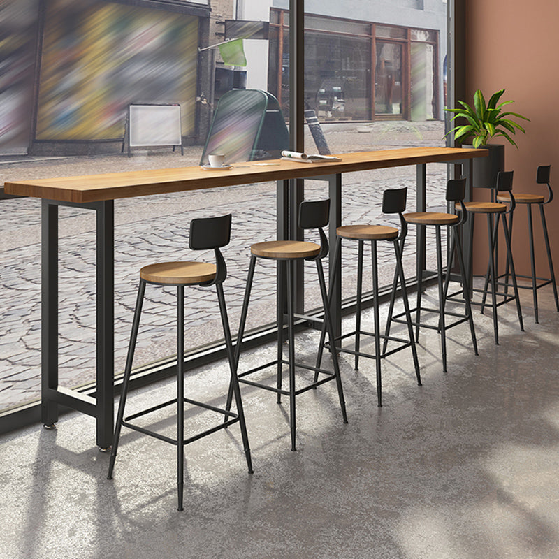 Industrial Metal Bar-stool with Black Base Round Low Back Counter-height Stool for Shop
