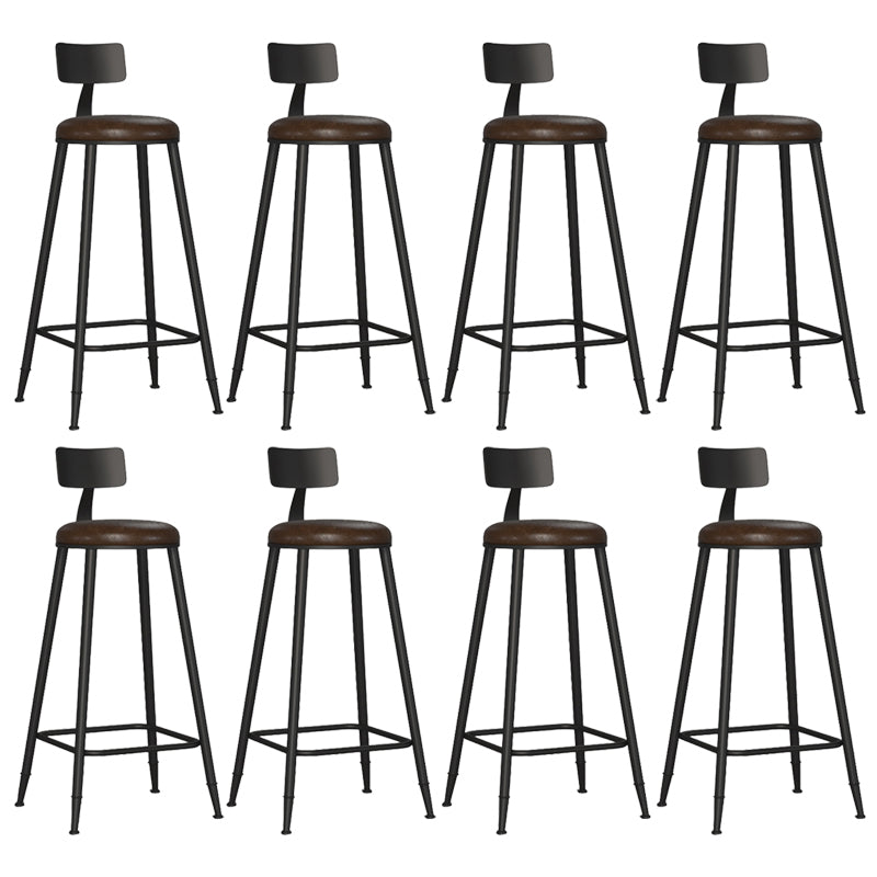 Industrial Metal Bar-stool with Black Base Round Low Back Counter-height Stool for Shop