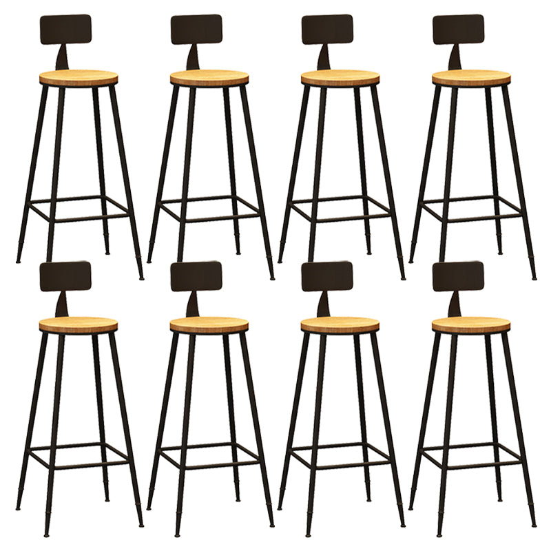 Industrial Metal Bar-stool with Black Base Round Low Back Counter-height Stool for Shop