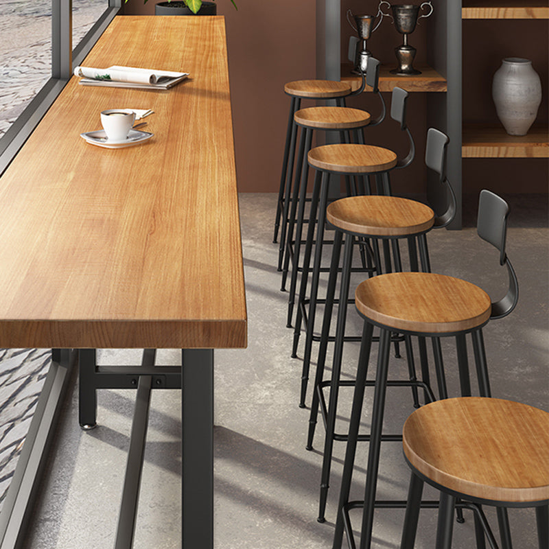 Industrial Metal Bar-stool with Black Base Round Low Back Counter-height Stool for Shop