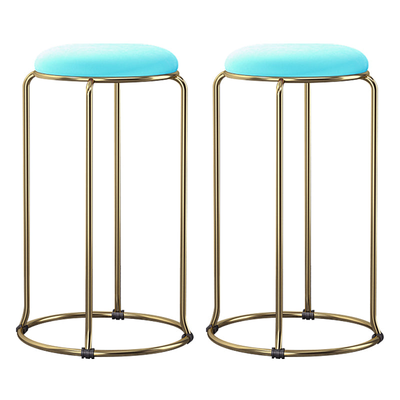 Scandinavian Stackable Armless Bar Stools Round Seat Backless Barstool