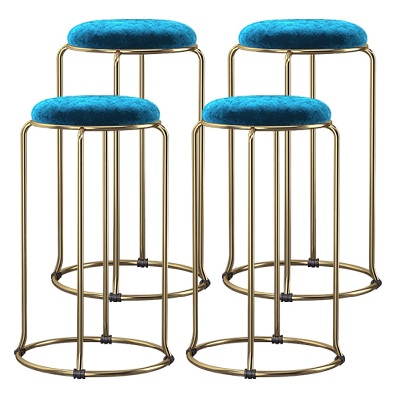 Scandinavian Stackable Armless Bar Stools Round Seat Backless Barstool