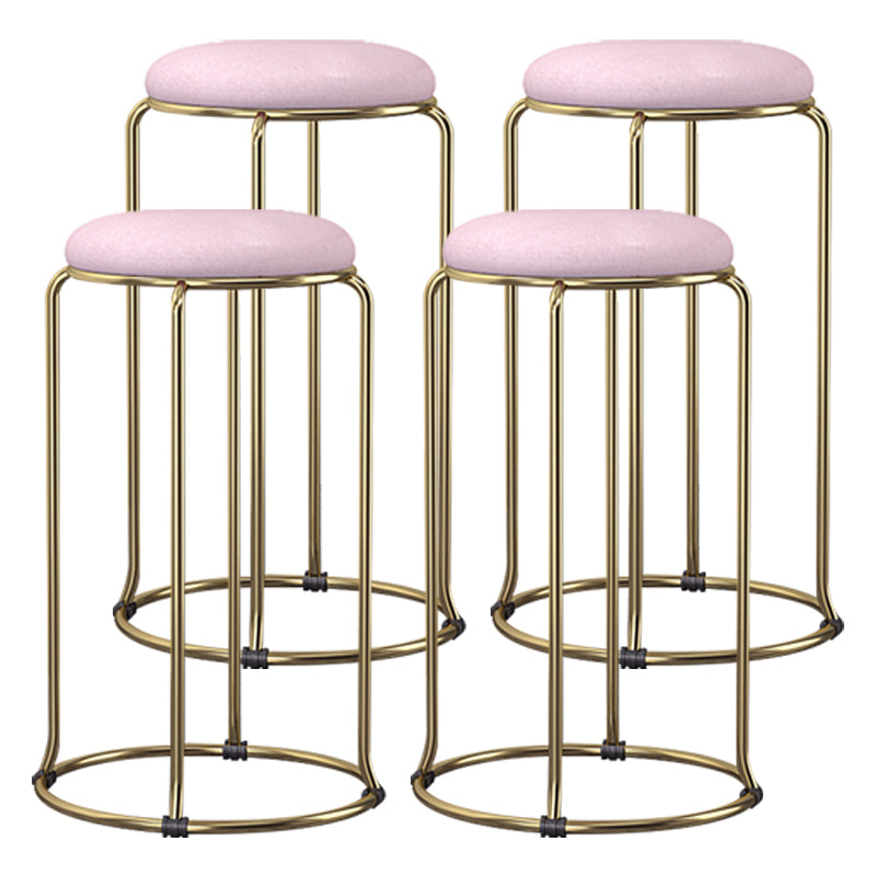 Scandinavian Stackable Armless Bar Stools Round Seat Backless Barstool
