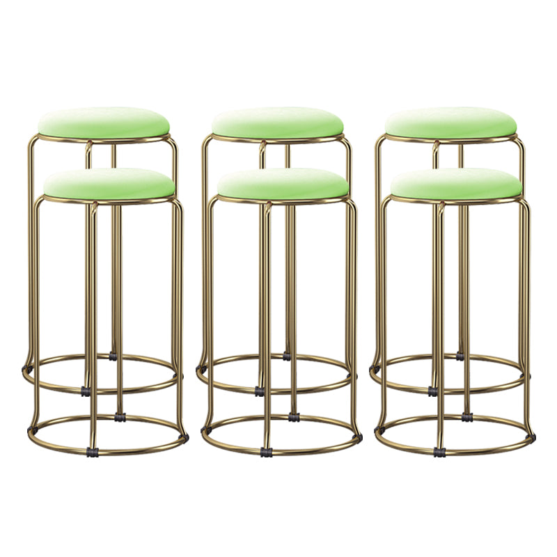 Scandinavian Stackable Armless Bar Stools Round Seat Backless Barstool