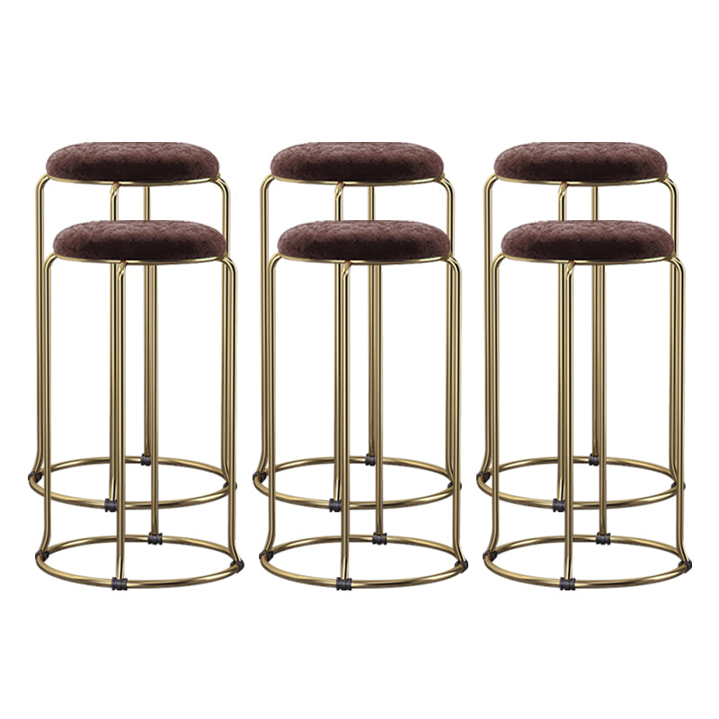 Scandinavian Stackable Armless Bar Stools Round Seat Backless Barstool