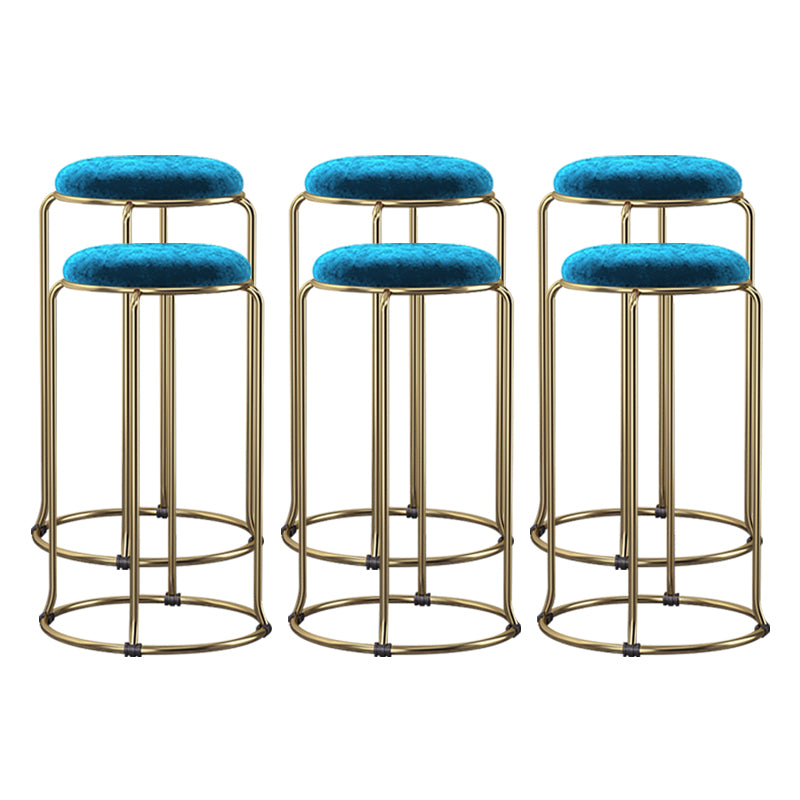 Scandinavian Stackable Armless Bar Stools Round Seat Backless Barstool