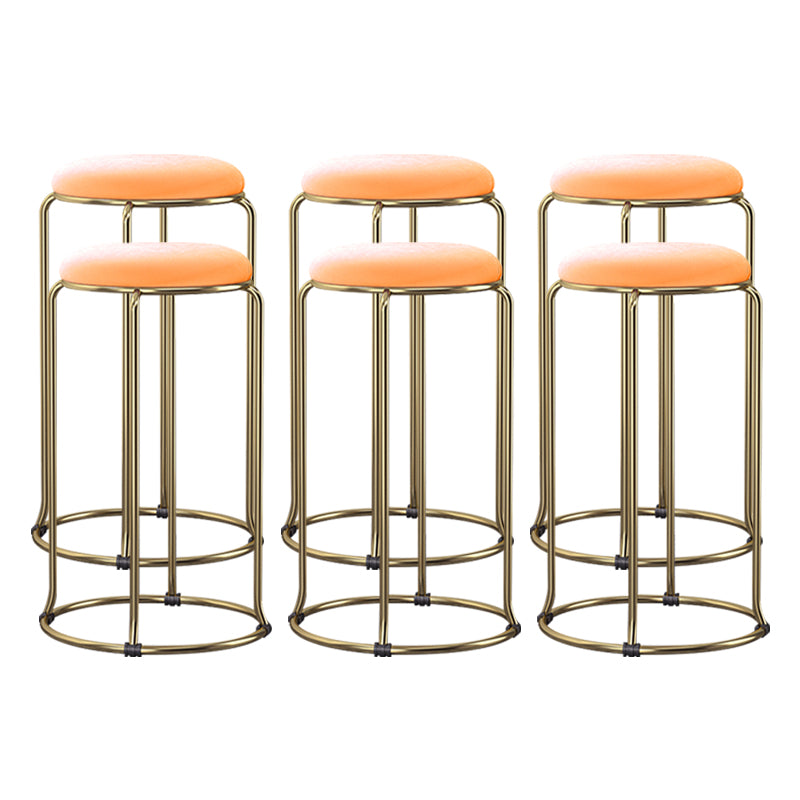Scandinavian Stackable Armless Bar Stools Round Seat Backless Barstool