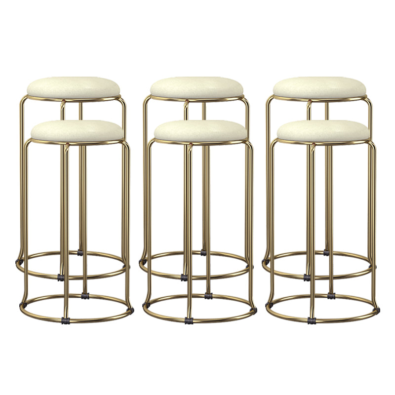 Scandinavian Stackable Armless Bar Stools Round Seat Backless Barstool