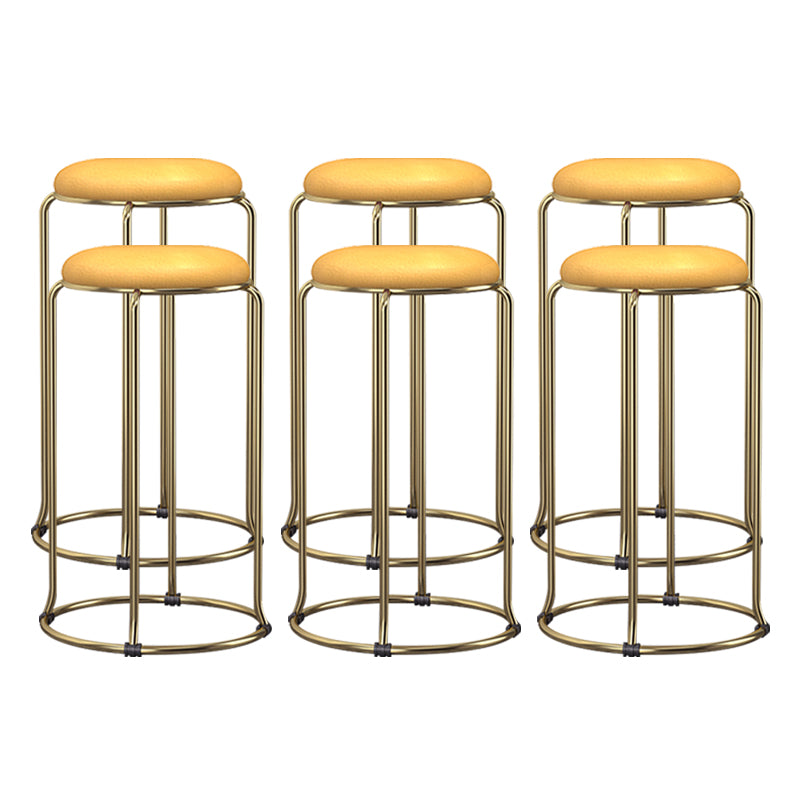 Scandinavian Stackable Armless Bar Stools Round Seat Backless Barstool
