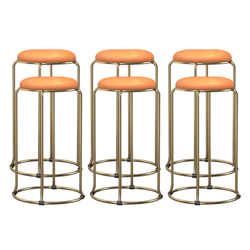 Scandinavian Stackable Armless Bar Stools Round Seat Backless Barstool