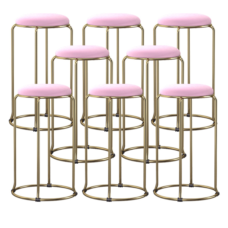 Scandinavian Stackable Armless Bar Stools Round Seat Backless Barstool