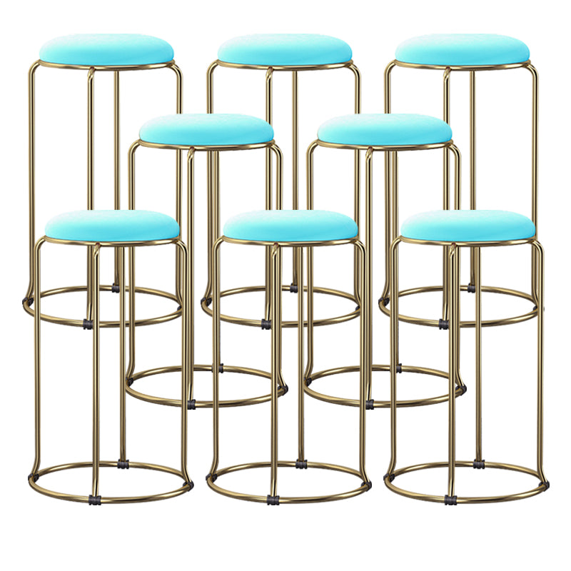 Scandinavian Stackable Armless Bar Stools Round Seat Backless Barstool