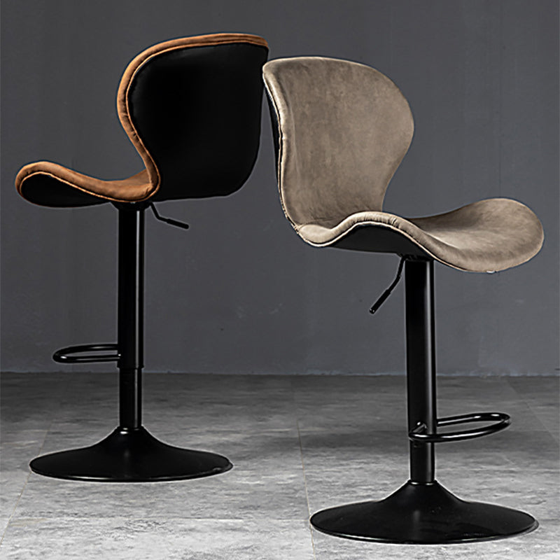 Scandinavian Metal Barstool Low Back Leather Barstools in Matte Finish for Indoor