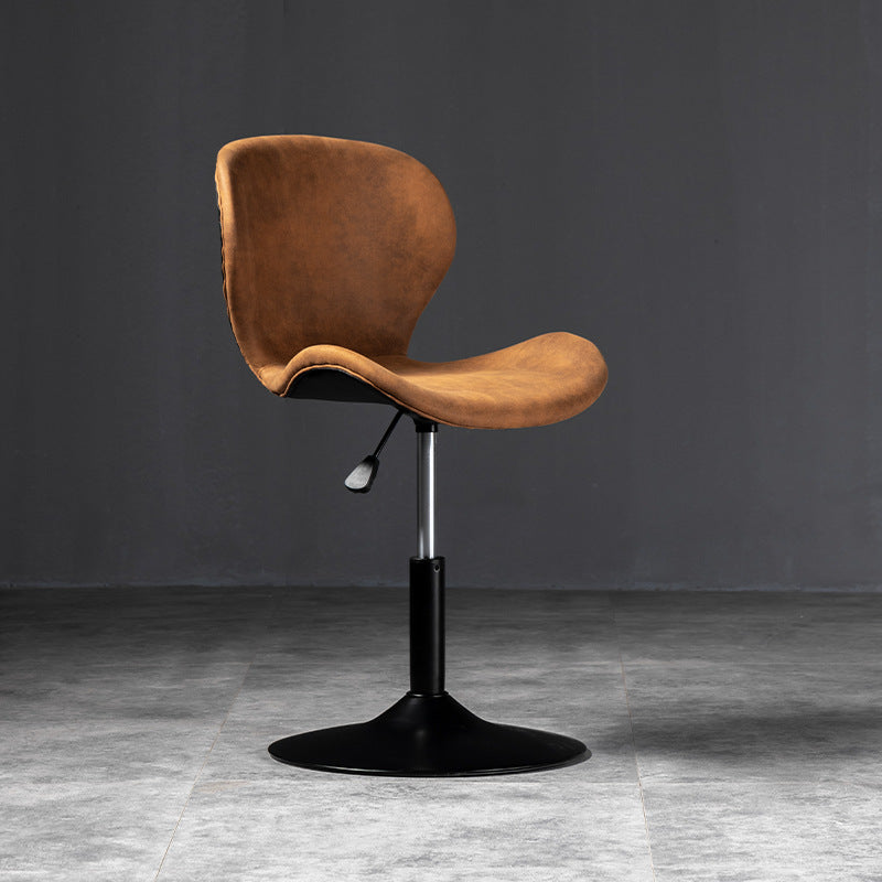 Scandinavian Metal Barstool Low Back Leather Barstools in Matte Finish for Indoor