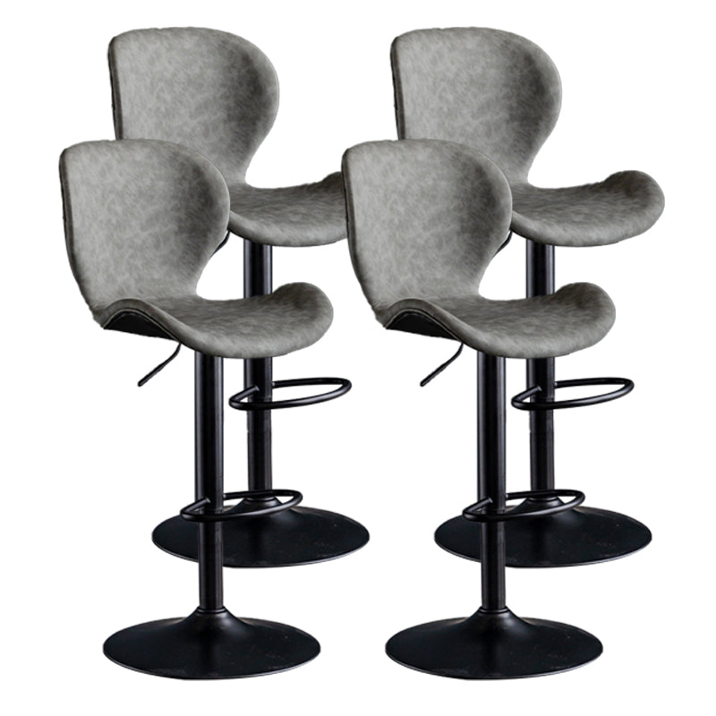 Scandinavian Metal Barstool Low Back Leather Barstools in Matte Finish for Indoor