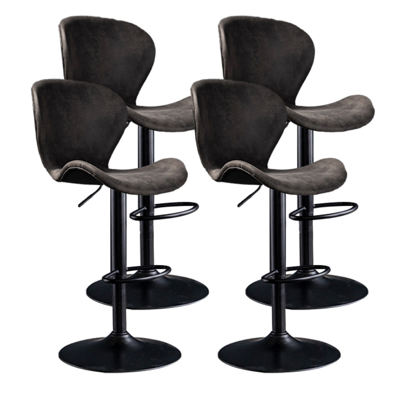 Scandinavian Metal Barstool Low Back Leather Barstools in Matte Finish for Indoor