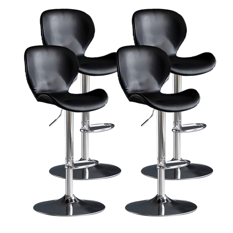 Scandinavian Metal Barstool Low Back Leather Barstools in Matte Finish for Indoor