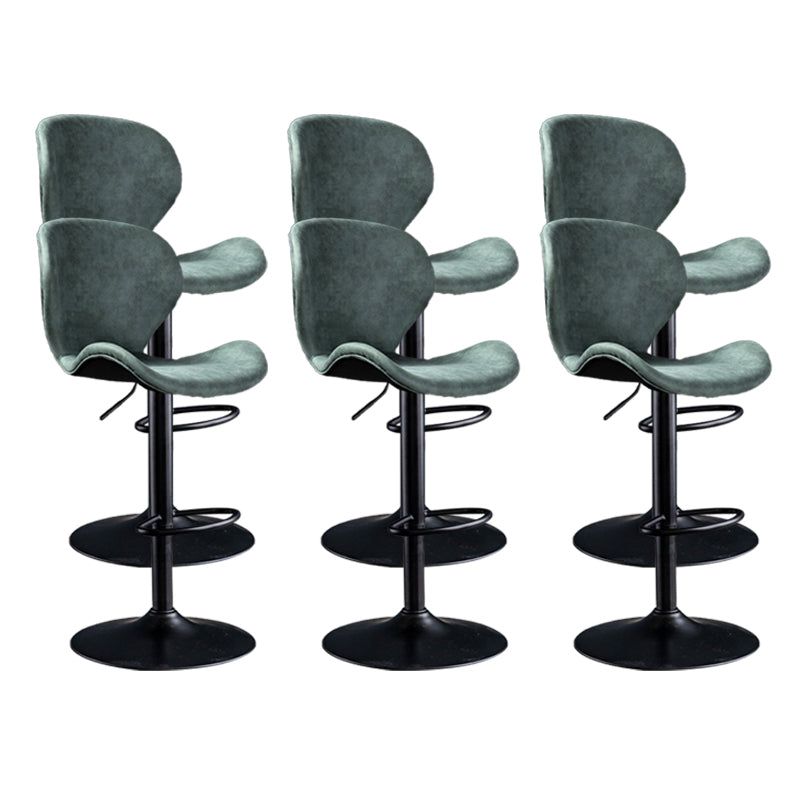 Scandinavian Metal Barstool Low Back Leather Barstools in Matte Finish for Indoor