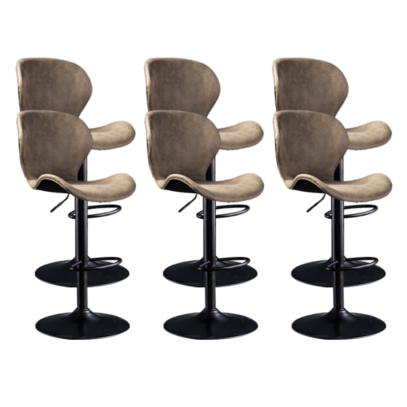 Scandinavian Metal Barstool Low Back Leather Barstools in Matte Finish for Indoor