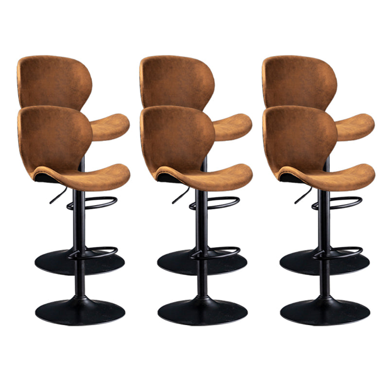 Scandinavian Metal Barstool Low Back Leather Barstools in Matte Finish for Indoor