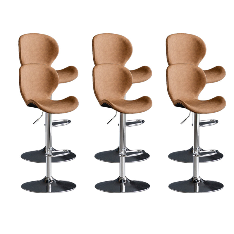 Scandinavian Metal Barstool Low Back Leather Barstools in Matte Finish for Indoor