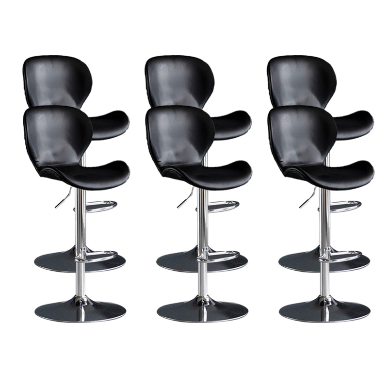 Scandinavian Metal Barstool Low Back Leather Barstools in Matte Finish for Indoor