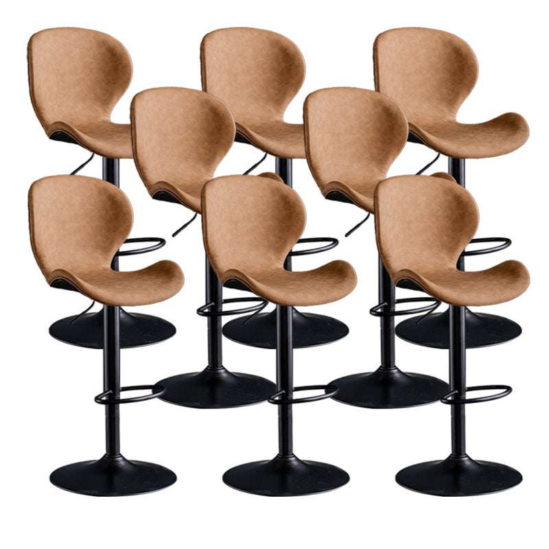 Scandinavian Metal Barstool Low Back Leather Barstools in Matte Finish for Indoor