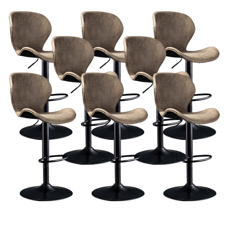 Scandinavian Metal Barstool Low Back Leather Barstools in Matte Finish for Indoor