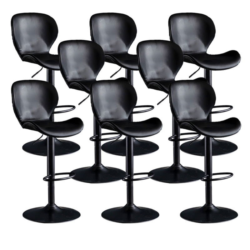 Scandinavian Metal Barstool Low Back Leather Barstools in Matte Finish for Indoor