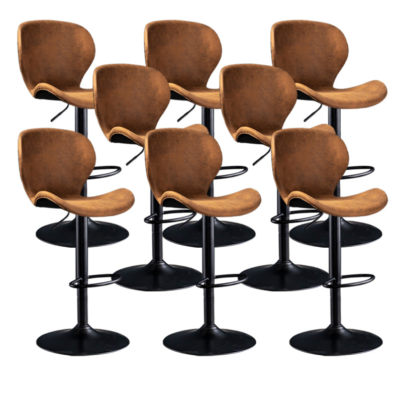 Scandinavian Metal Barstool Low Back Leather Barstools in Matte Finish for Indoor