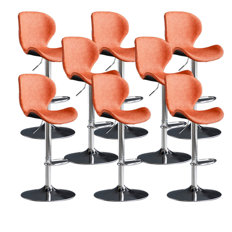 Scandinavian Metal Barstool Low Back Leather Barstools in Matte Finish for Indoor