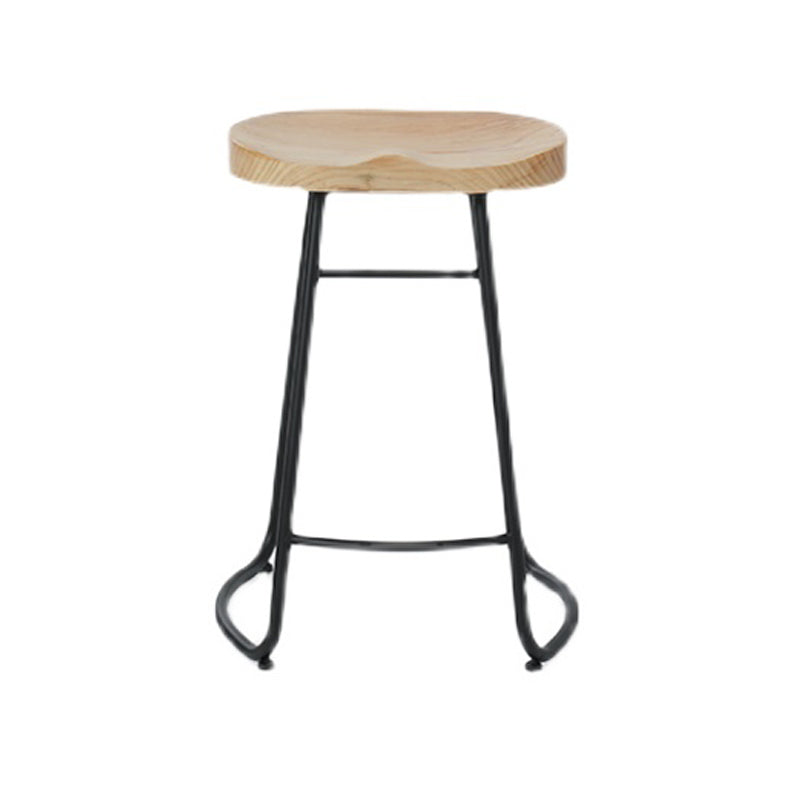 Industrial Saddle Seat Counter and Bar Stool Wood and Metal Backless Bar Stool