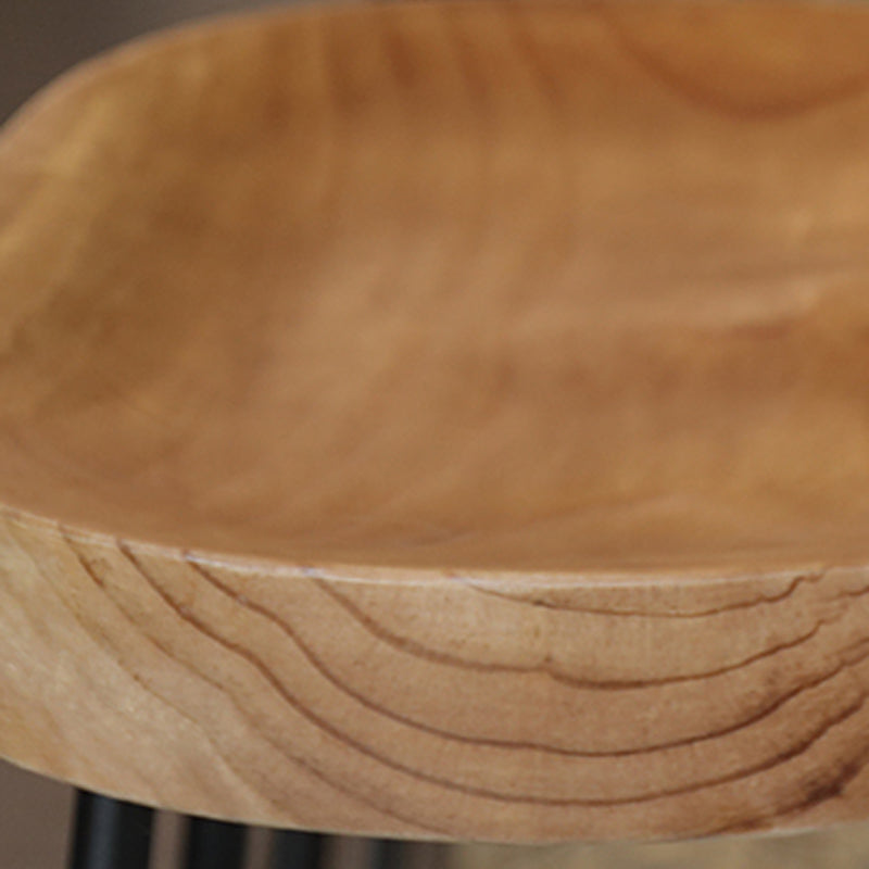 Industrial Saddle Seat Counter and Bar Stool Wood and Metal Backless Bar Stool