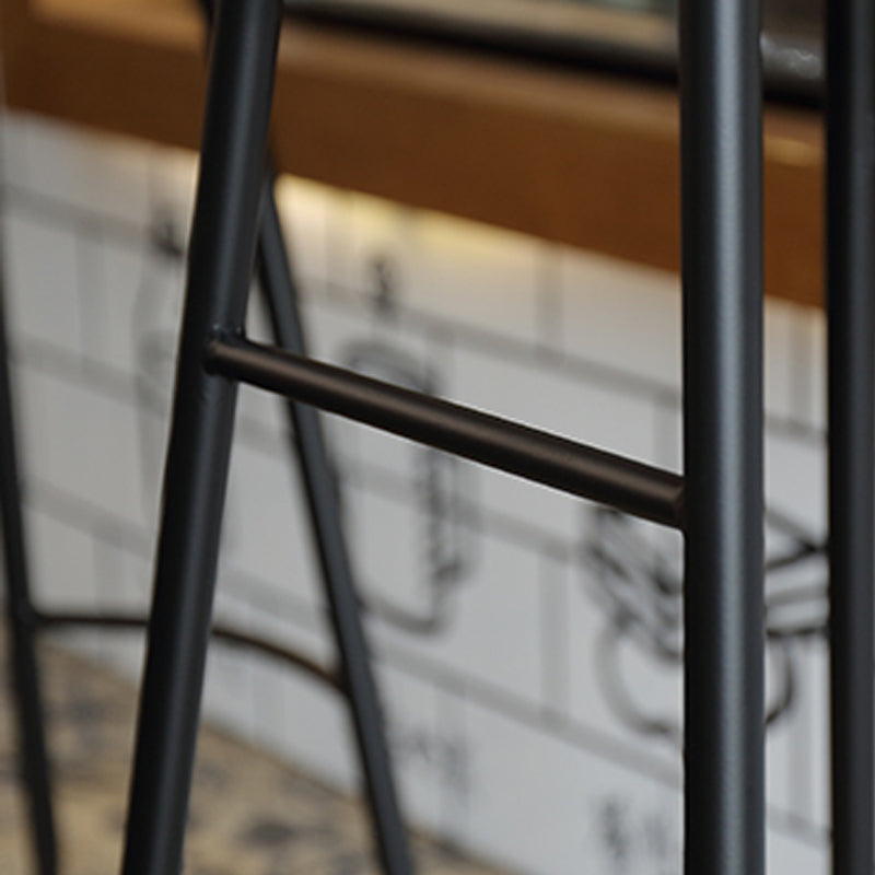 Industrial Saddle Seat Counter and Bar Stool Wood and Metal Backless Bar Stool