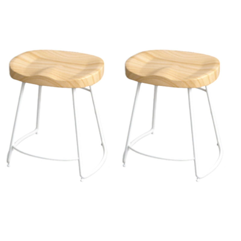 Industrial Saddle Seat Counter and Bar Stool Wood and Metal Backless Bar Stool