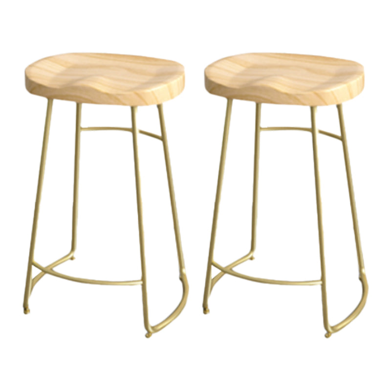 Industrial Saddle Seat Counter and Bar Stool Wood and Metal Backless Bar Stool